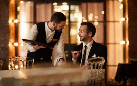 businessman enjoying lunch at Hatay Turkish Restaurant